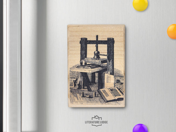 Wooden Magnet: Gutenberg's Printing Press